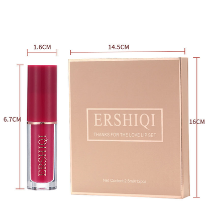 12 pcs Moisturizing Velvet Matte Lipstick Gift Box